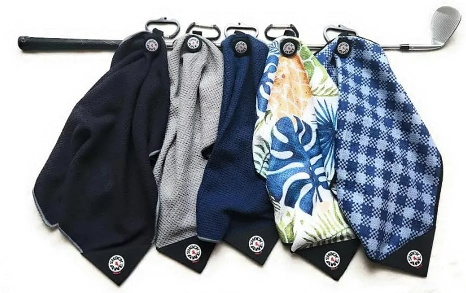 Magnetic 4-in-1 Multi Tool Golf Towel - Magnetic Towel - Silicone Brush - Groove Cleaner - Bag Clip - Microfiber Waffle Design - Men's and Women's Golf - Golf Gifts