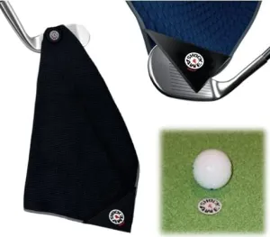 Magnetic 4-in-1 Multi Tool Golf Towel - Magnetic Towel - Silicone Brush - Groove Cleaner - Bag Clip - Microfiber Waffle Design - Men's and Women's Golf - Golf Gifts