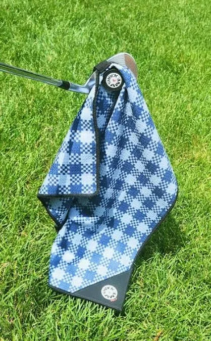 Magnetic 4-in-1 Multi Tool Golf Towel - Magnetic Towel - Silicone Brush - Groove Cleaner - Bag Clip - Microfiber Waffle Design - Men's and Women's Golf - Golf Gifts