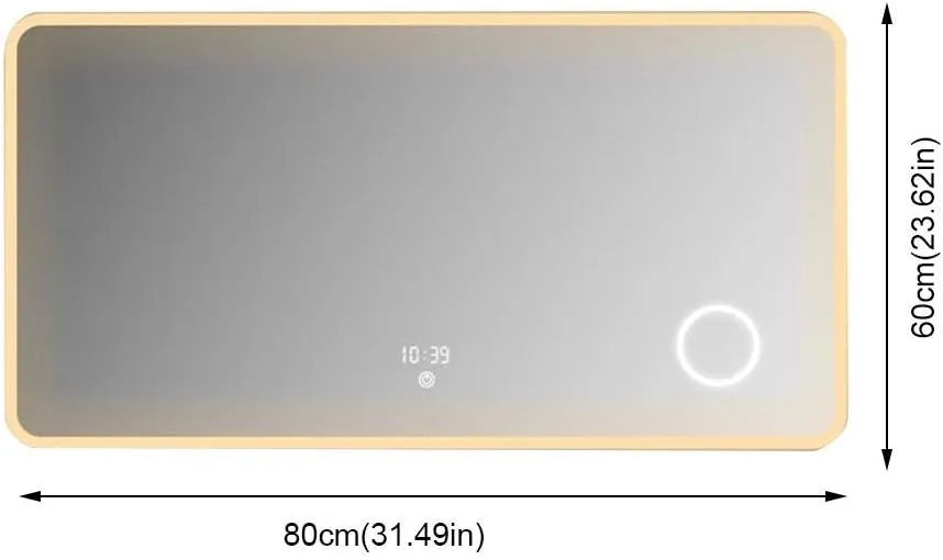 Makeup Mirror Led Anti-Fog Vanity Makeup Mirror Bathroom Smart Touch Screen Wall Mirror (Size : 130 * 80CM) (Size : 90 * 70CM)