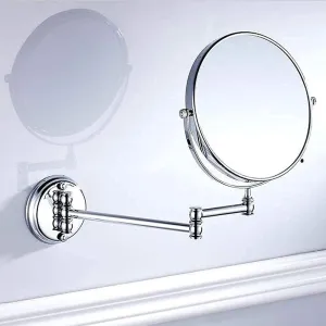 Makeup Mirror Vanity Mirror Bathroom Vanity Mirror,All Copper Wall-Mounted Beauty Mirror Makeup Mirror Folding Telescopic Magnification Double-Sided Cosmetic Mirror