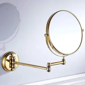 Makeup Mirror Vanity Mirror Makeup Mirror,All Copper Wall-Mounted Beauty Mirror Vanity Mirror Folding Magnifying for Hotel Bathroom Cosmetic Mirror