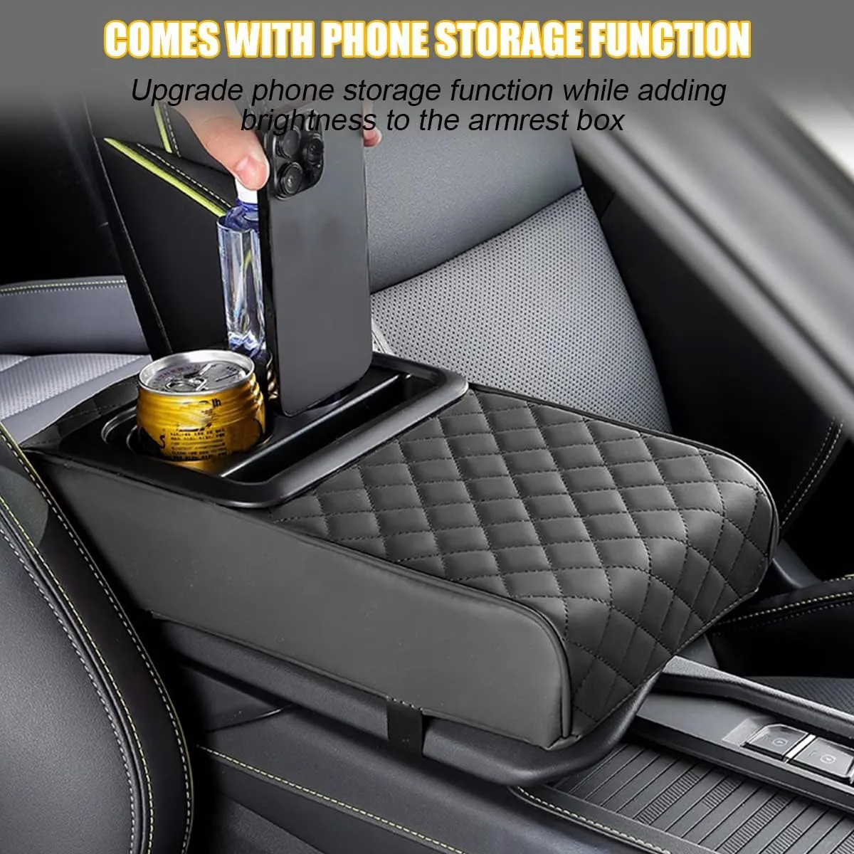 Mandark Car Center Console Armrest Pillow, Leather Memory Foam Auto Arm Rest Box Cover, Waterproof Automotive Interior Elbow Protector Accessories, Universal for SUV Sedan Truck (Gray)