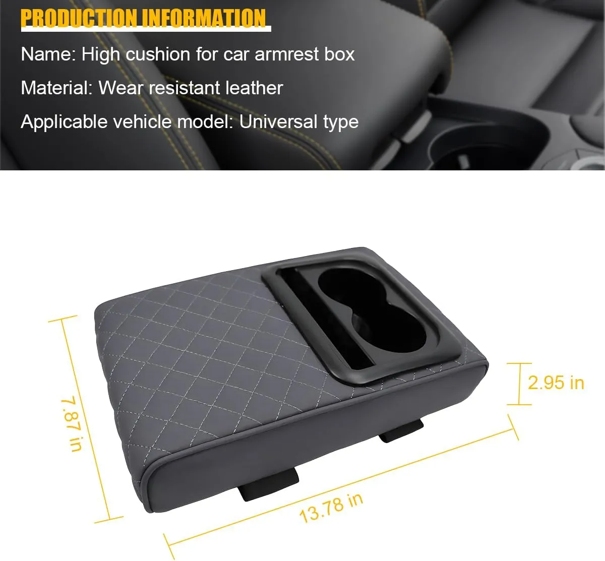 Mandark Car Center Console Armrest Pillow, Leather Memory Foam Auto Arm Rest Box Cover, Waterproof Automotive Interior Elbow Protector Accessories, Universal for SUV Sedan Truck (Gray)