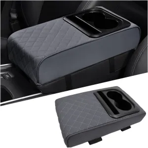 Mandark Car Center Console Armrest Pillow, Leather Memory Foam Auto Arm Rest Box Cover, Waterproof Automotive Interior Elbow Protector Accessories, Universal for SUV Sedan Truck (Gray)
