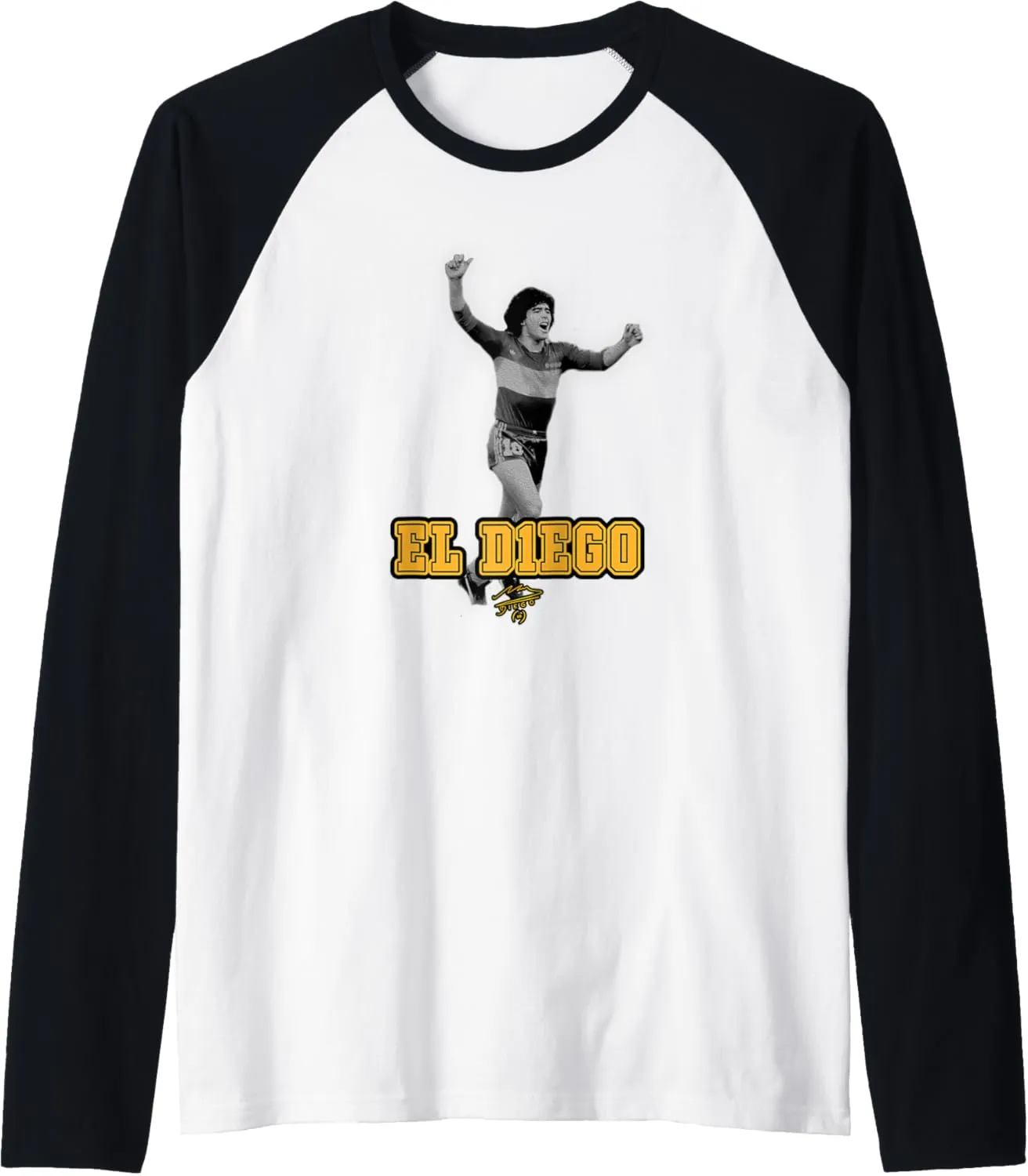 Maradona El Diego Boca Juniors Raglan Baseball Tee