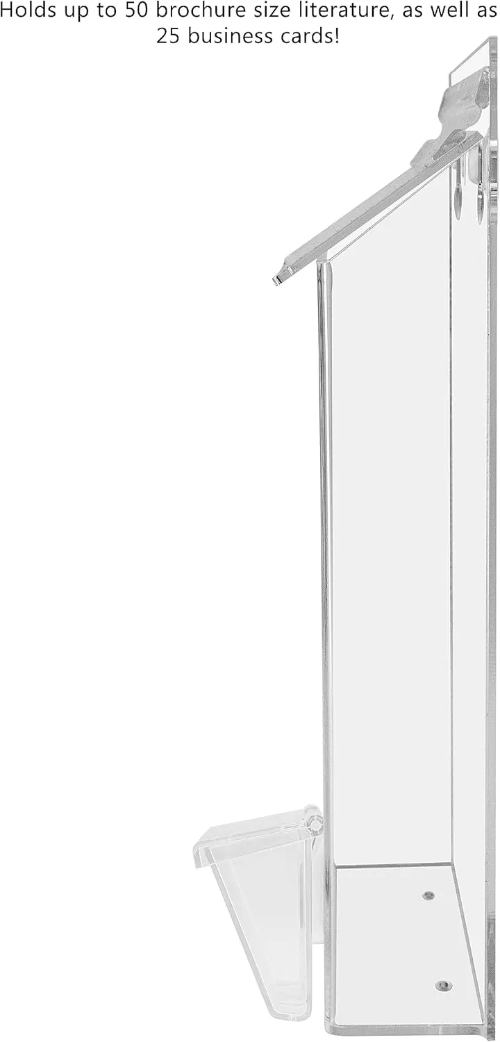 Marketing Holders Suction Cup Outdoor Brochure Holder Holds 6 x 10 Inch Pamphlets and 3.5" x 2" Business Cards Window or Glass Wall Includes Take One Sticker Clear Acrylic Advertisement Box