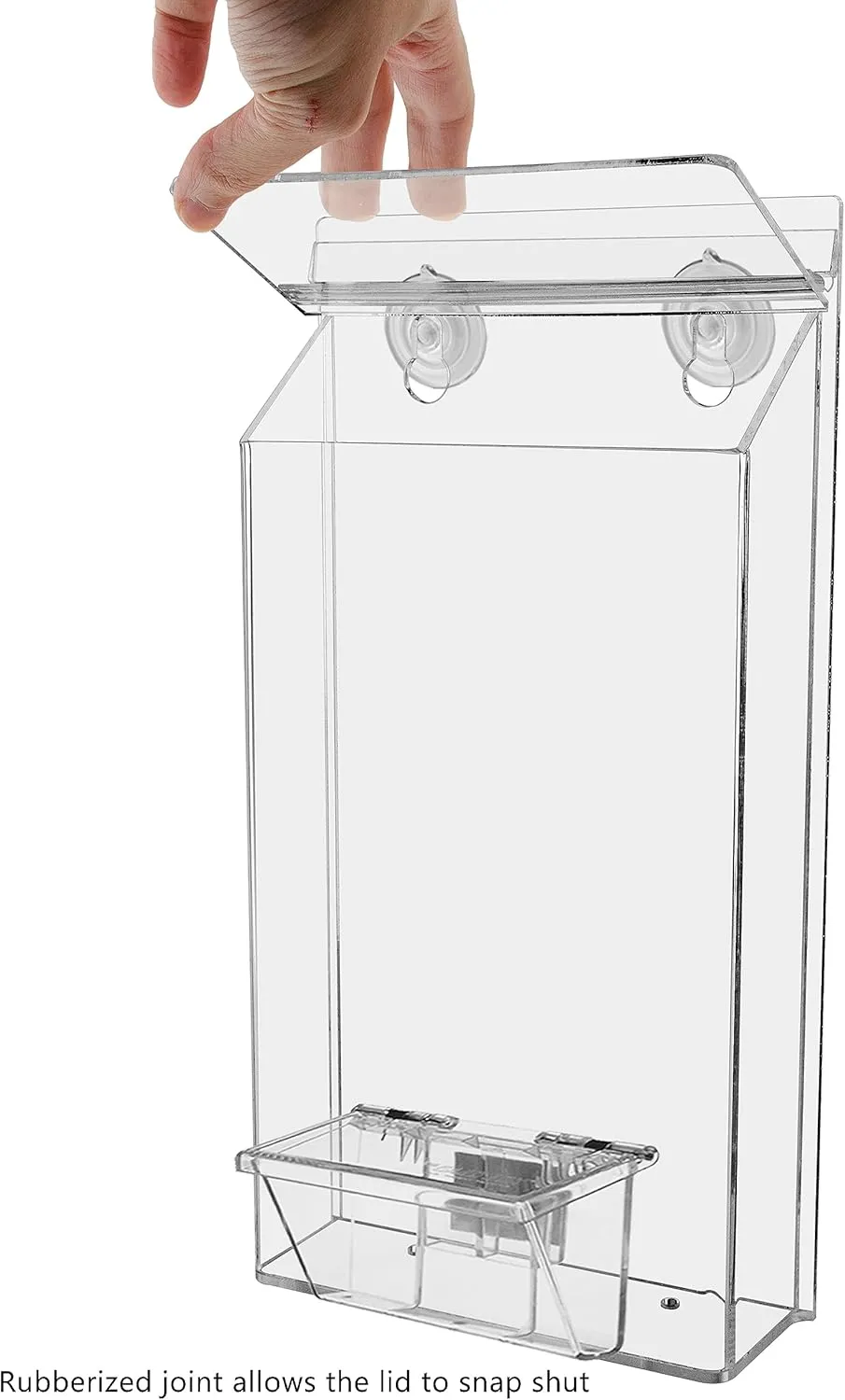 Marketing Holders Suction Cup Outdoor Brochure Holder Holds 6 x 10 Inch Pamphlets and 3.5" x 2" Business Cards Window or Glass Wall Includes Take One Sticker Clear Acrylic Advertisement Box