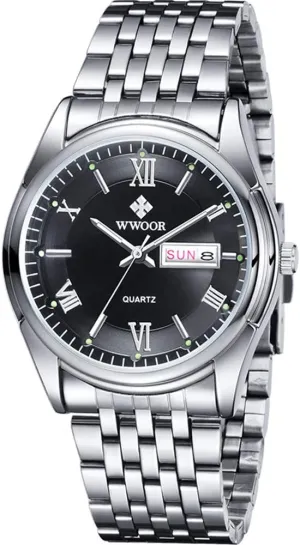 MASTOPMens Date Waterproof Stainless Steel Analogue Quartz Watch Gents Classic Business Dress Wrist Watch for Men