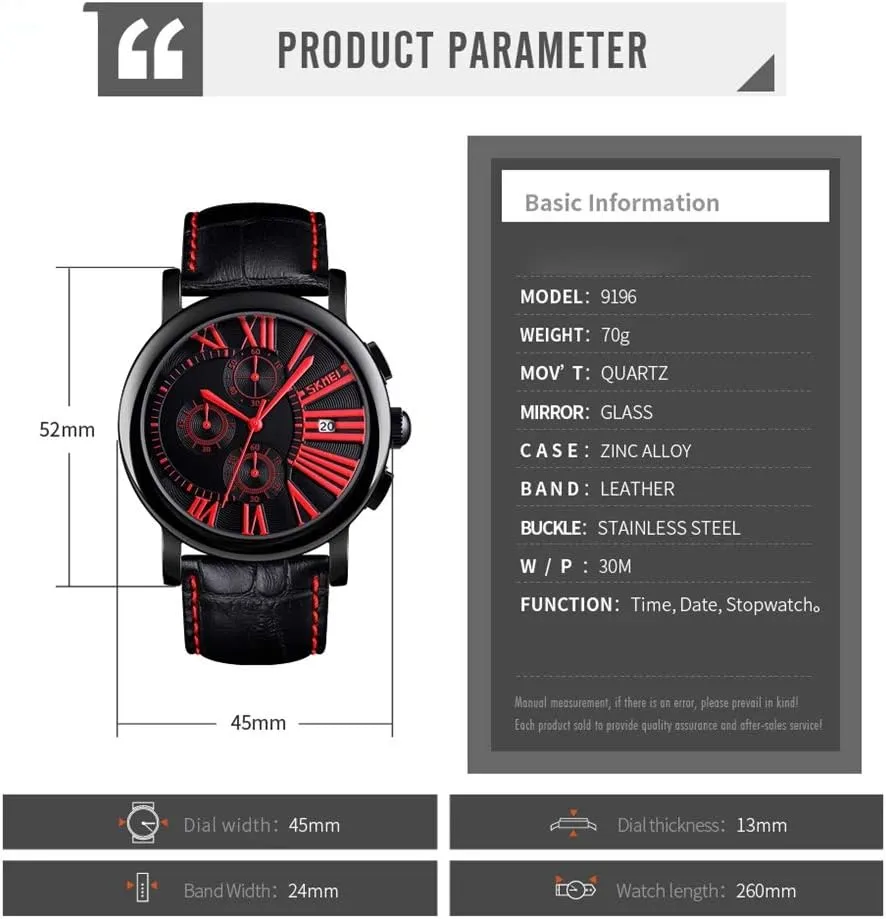MASTOPMens Leather Watches Colorful Sport Waterproof Date Quartz Analog Wrist Watch