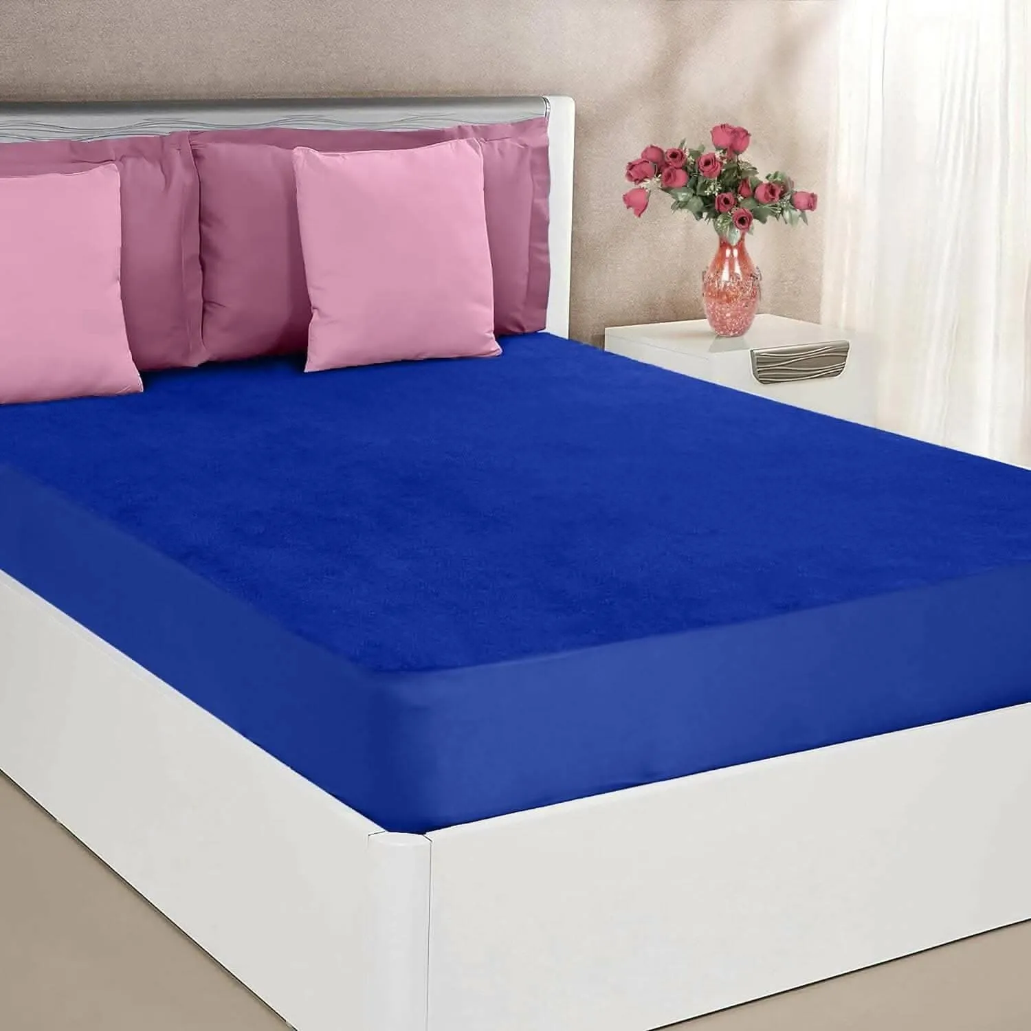 Mattress Protector Bed Protector For Single Bed Waterproof for Baby & Adult (78 x 36 Inchs) - Royal Blue