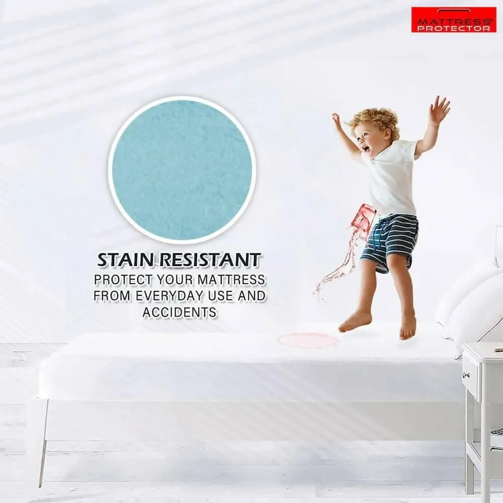 Mattress Protector Blue Waterproof Cover for Queen Size Bed (75 x 60 inch)