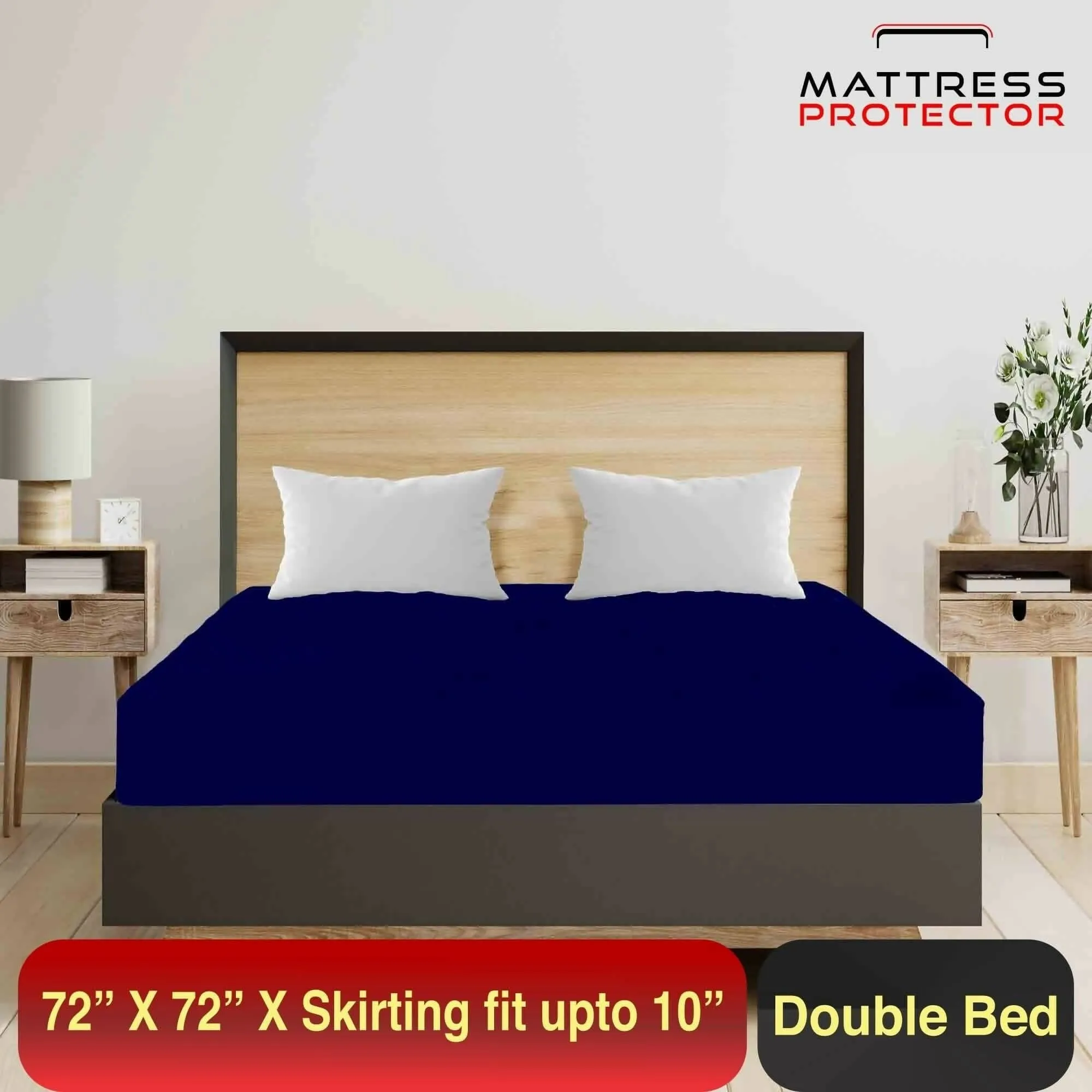 Mattress Protector Dark Blue Waterproof Cover for King Size Bed (72 x 72 inch)