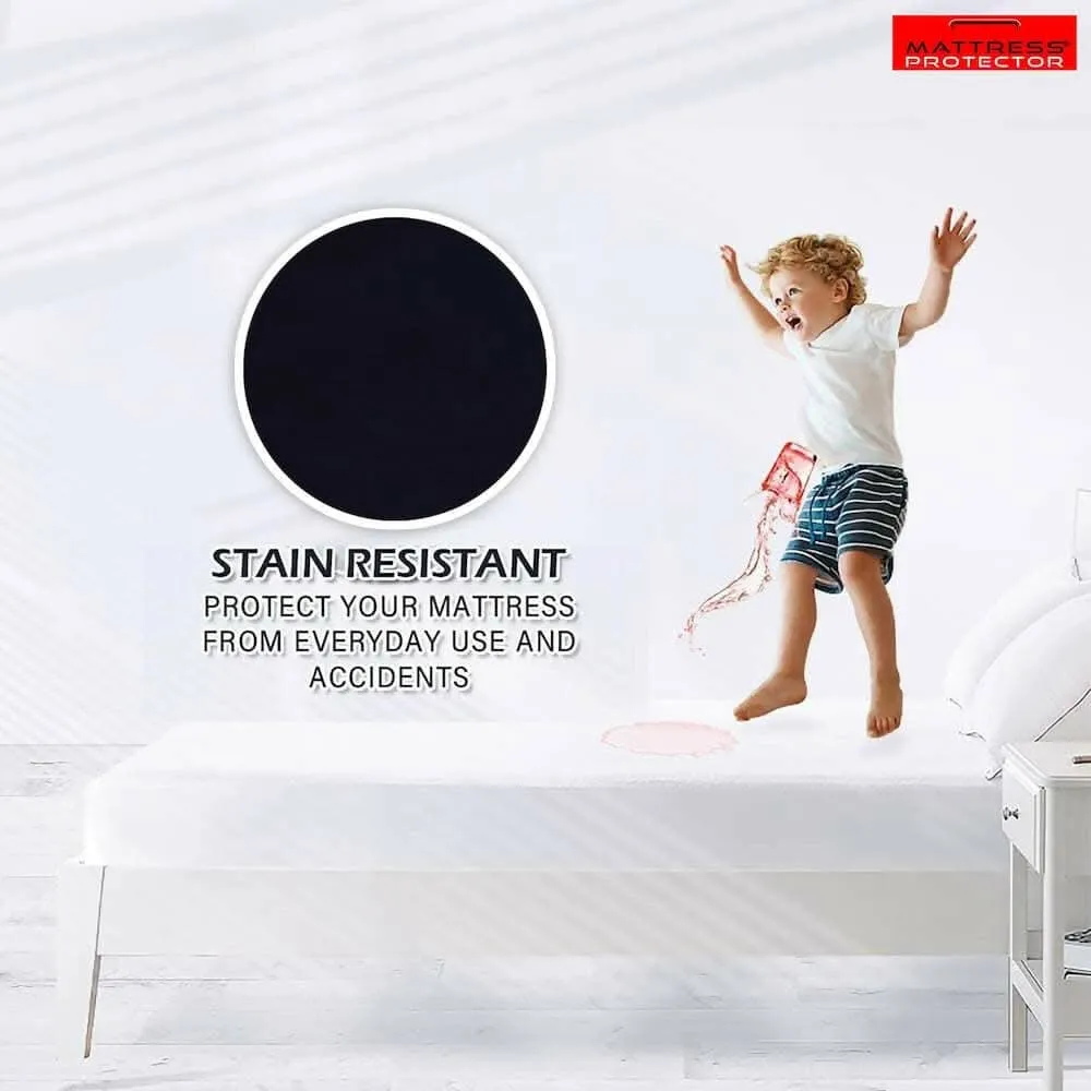 Mattress Protector Dark Blue Waterproof Cover for Single Bed (75 x 36 inch)