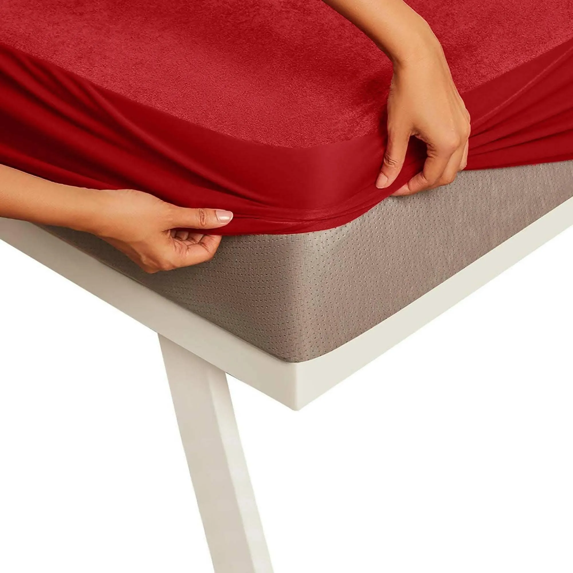 Mattress Protector Maroon Waterproof Cover (75 x 48 inch)