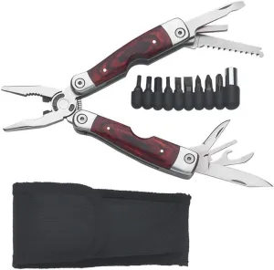 Maxam 11-in-1 Multi-Tool with 9 Interchangeable Bits, Wood and Stainless Steel Handles with Nylon Sheath