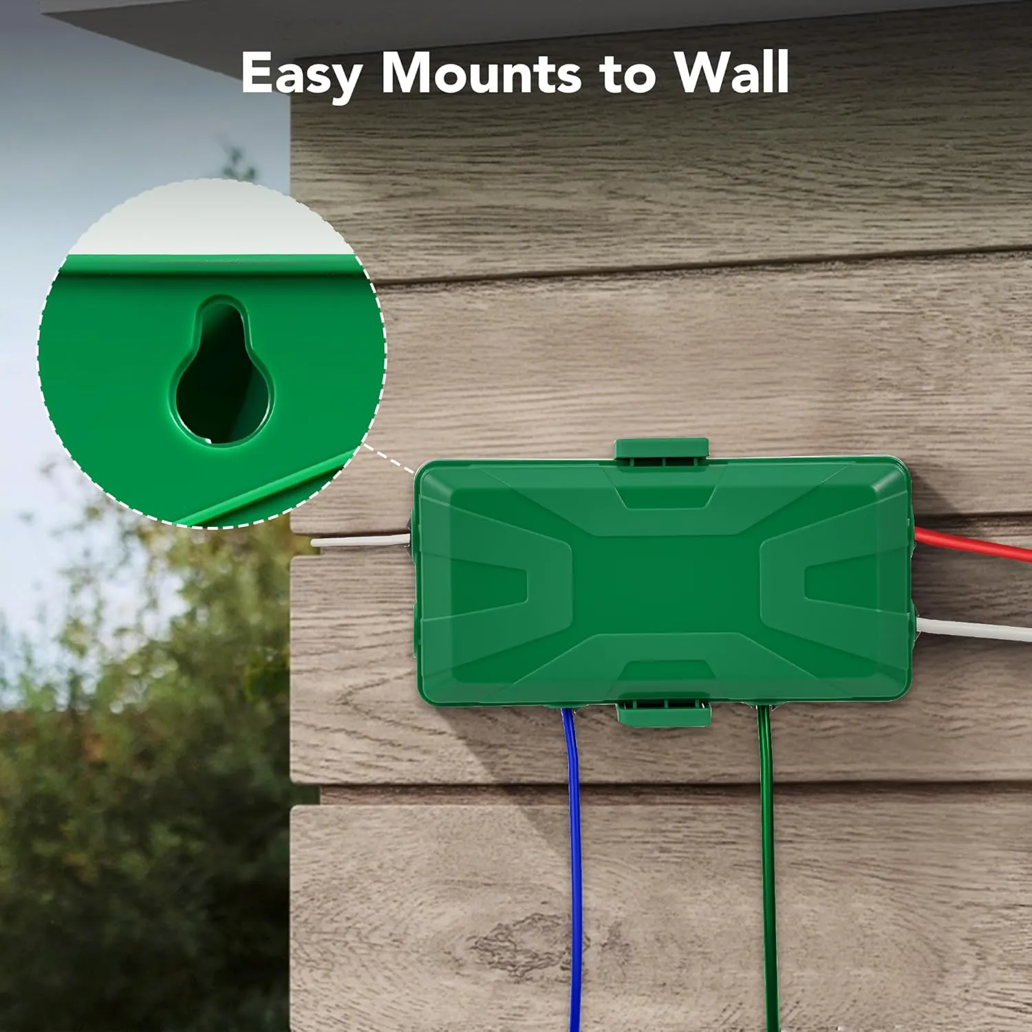 Medium Outdoor Electrical Box(10.4x6x4.2inch), IP54 Waterproof, Weatherproof Connection Box w/6 Cable Entry Ports, Extension Cord Cover Protect Power Strip, String Lights, Timer, Plug, Green