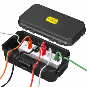 Medium Outdoor Electrical Box(10.6x5.5x4.5inch),Weatherproof Connection Box w/6 Cable Entry,IP54 Waterproof Extension Cord Cover Protect Power Strip,Timer,Plug,Holiday Lights,Black