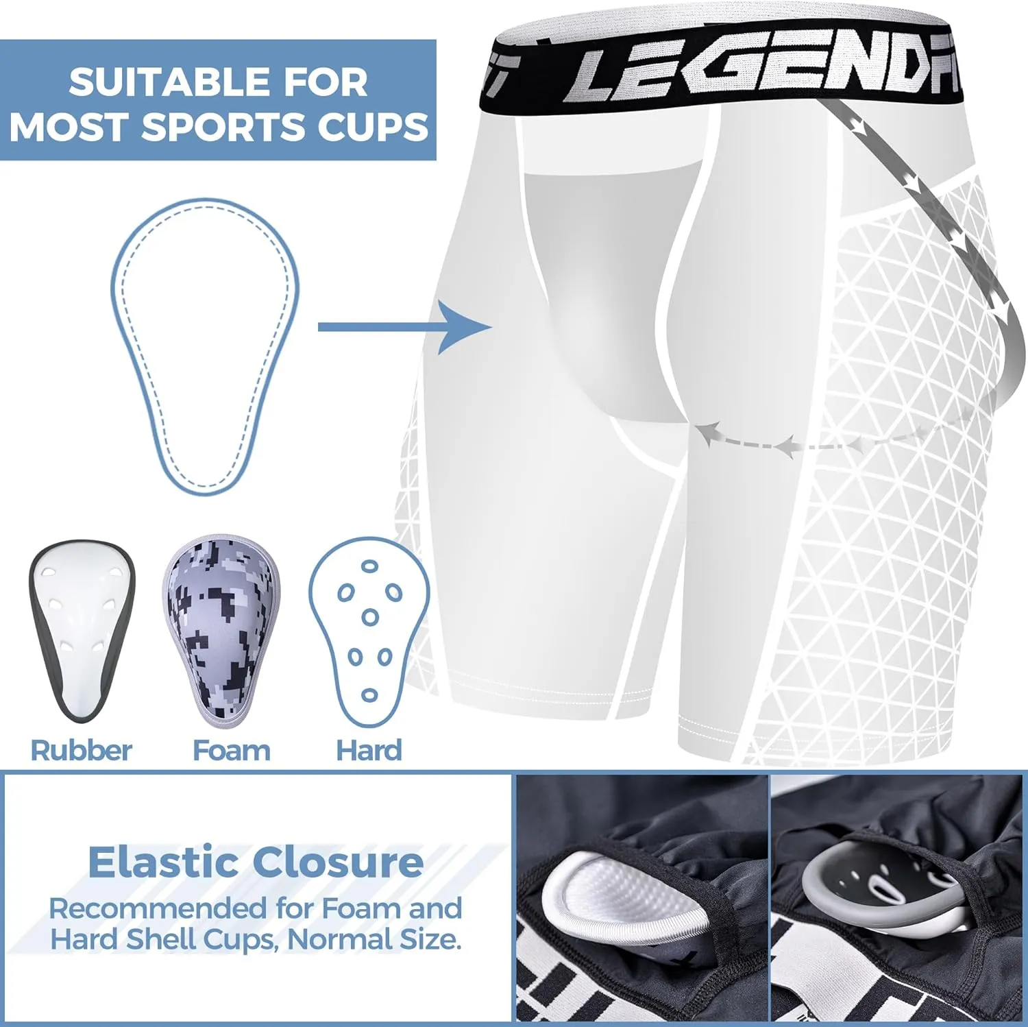 Men Baseball Sliding Underwear w/Cup Athletic Padded Compression Shorts Protector Support Football