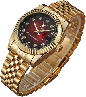 Mens Fashion Luxury Stainless Steel Calendar Rhinestone Waterproof Sports Women Unisex Quartz Watch