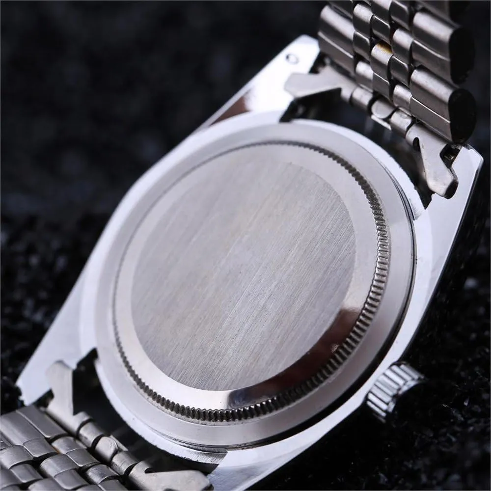 Mens Fashion Luxury Stainless Steel Calendar Rhinestone Waterproof Sports Women Unisex Quartz Watch