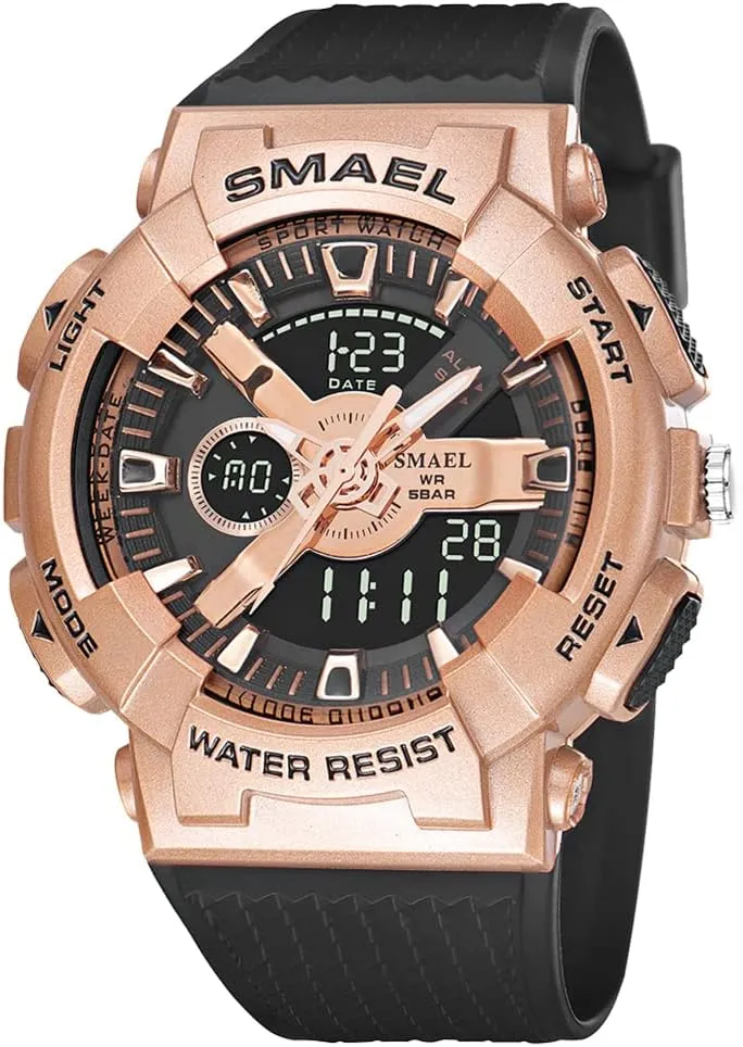 Men's Sport Watches for Men Alarm Military Stopwatch LED Digital Back Light Dual Time Display 8006 Male Wristwatch Army