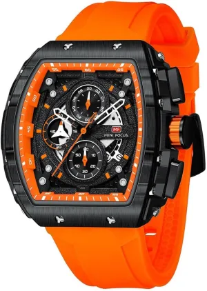 Mens Watches Fashion Sport Luxury Tonneau Watches for Men Chronograph Waterproof Dress Business Work Watch Large Square Face Wristwatch Analog Luminous Calendar Men’s Wrist Watch