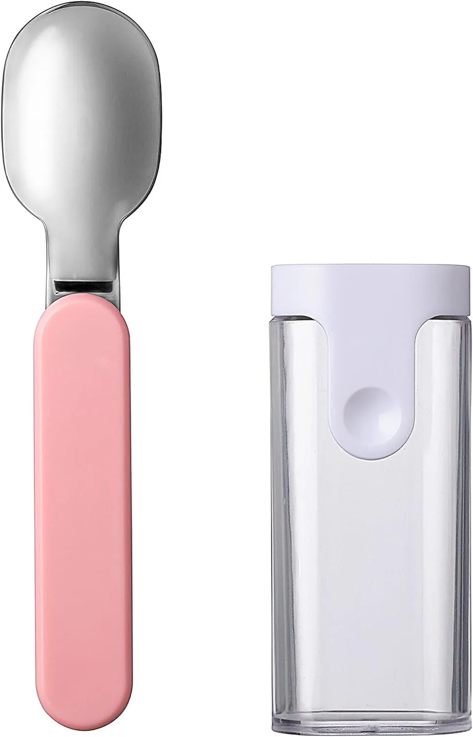 Mepal – Folding Spoon Ellipse – Reusable Spoon To Go – Foldable Spoon For Yoghurt Cup – Cutlery For Travel - Including Storage Case – Stainless Steel - Nordic Pink