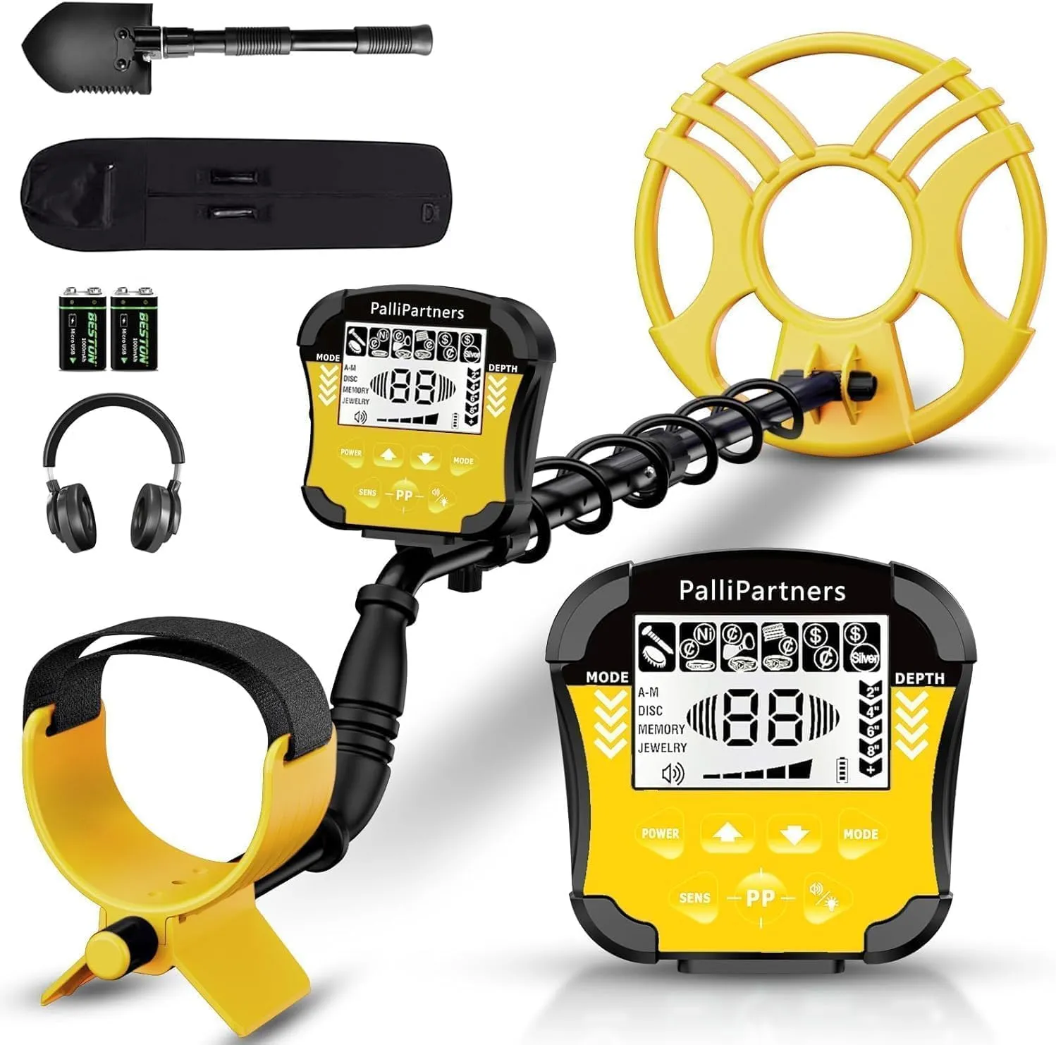 Metal Detector for Adults Waterproof-Professional Higher Accuracy Gold Detector with LCD Display,5 Mode,Advanced DSP Chip 12" Coil(Yellow)