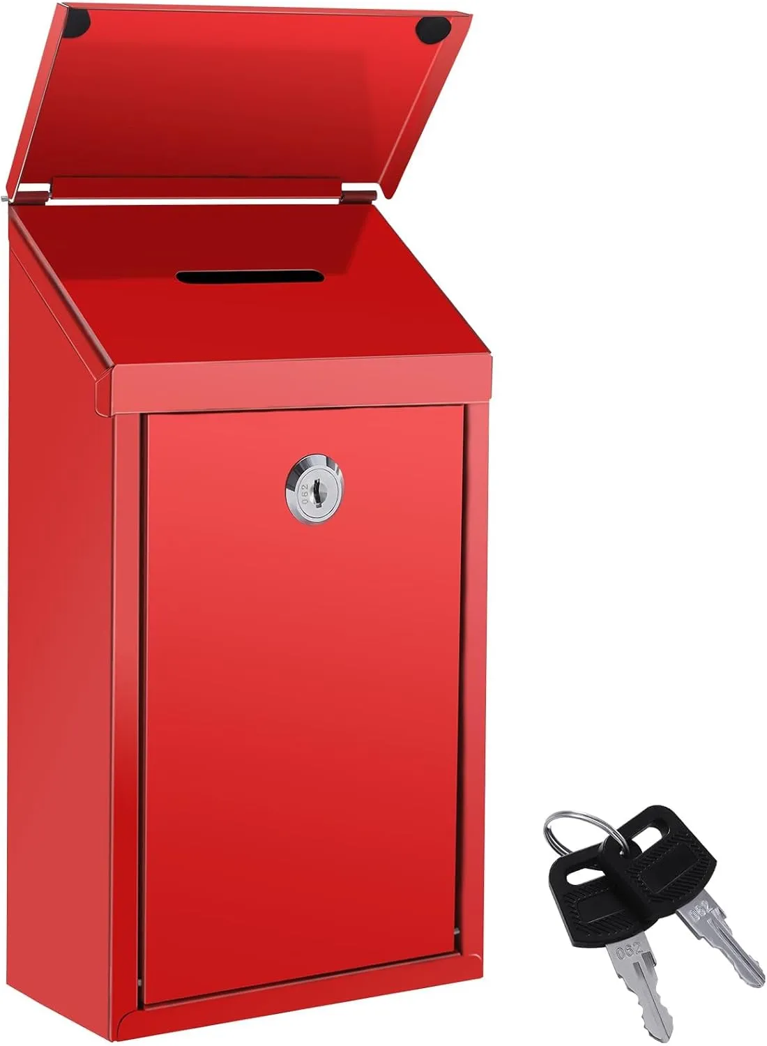 Metal Donation Box Locking Suggestion Box with Slot and Lock with Key Wall Mounted Mailbox Waterproof Charity Collection Box Secure Drop Box for Cash Home Office Outdoor