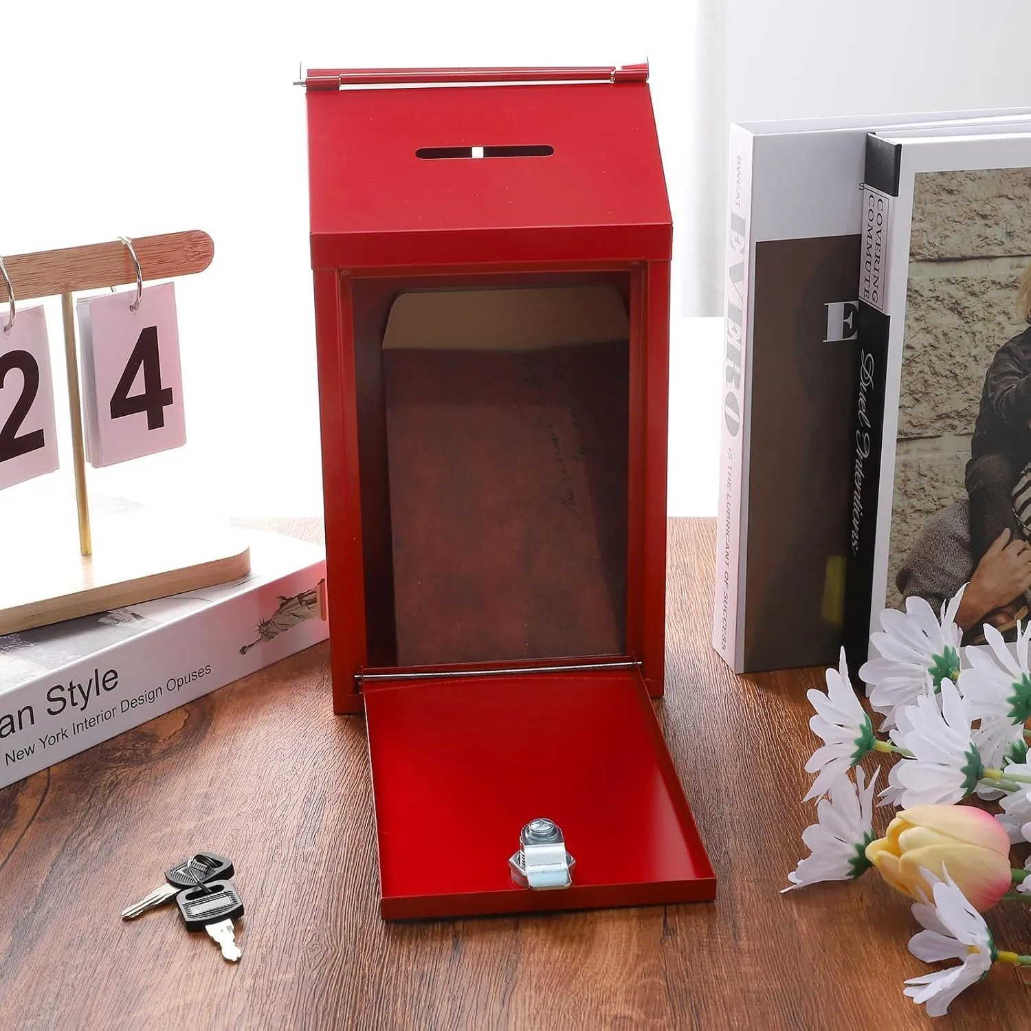 Metal Donation Box Locking Suggestion Box with Slot and Lock with Key Wall Mounted Mailbox Waterproof Charity Collection Box Secure Drop Box for Cash Home Office Outdoor