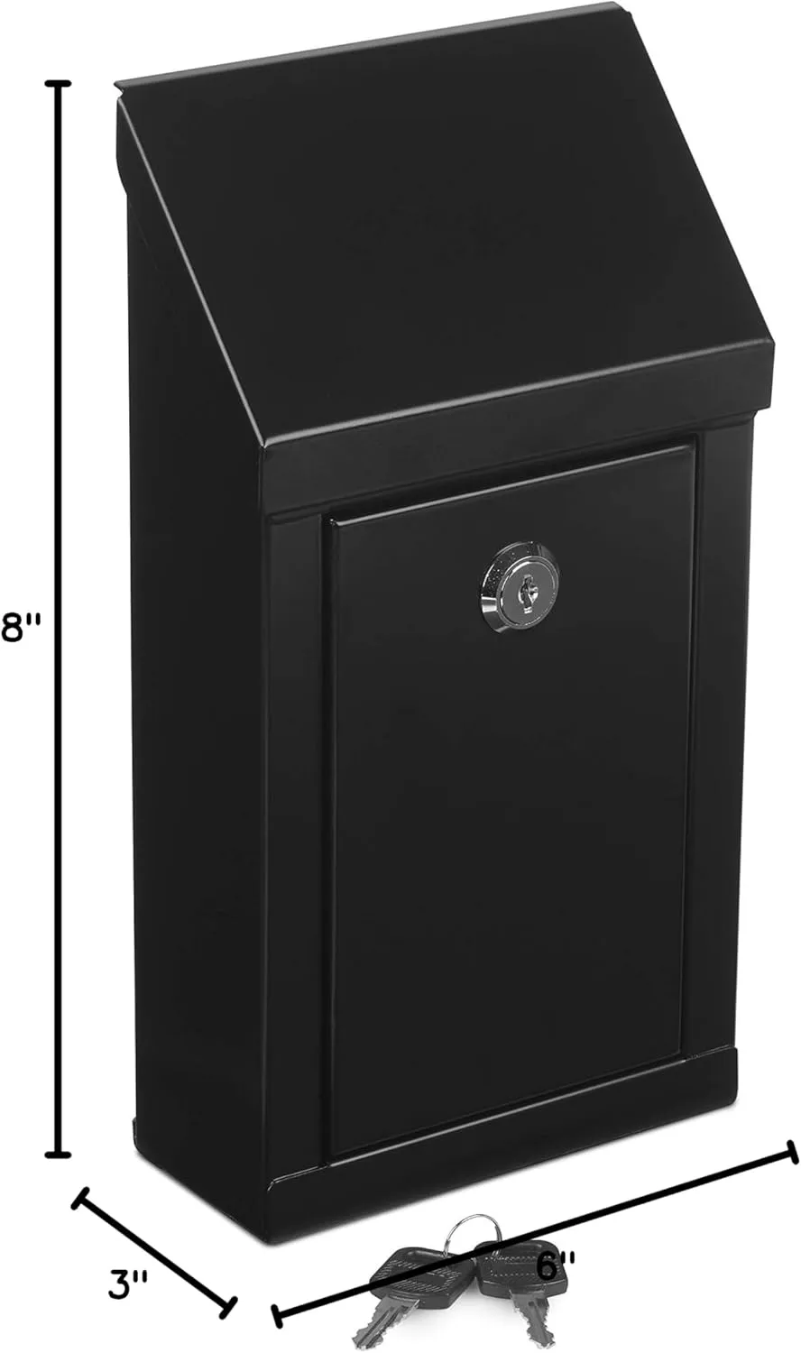 Metal Donation Box-Suggestion Box with Slot and Lock-Cash Lock Box for Money-Waterproof Drop Box-Comment and Ballot Voting Box-Comes with pre-drilled Holes for Easy Wall mounting 10x6x2.5(Black)