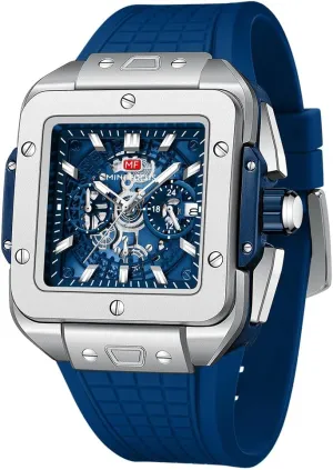 MF MINI FOCUS Men Watches Fashion Square Wrist Watches (Chronograph/Waterproof/Luminous/Calendar) Silicon Band Watch for Men