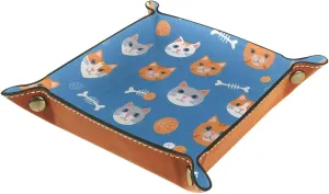 Microfiber Leather Dice Trays Holder for Dice Games Like RPG DND, Fish Bones Cat Head Dice Holder Storage Box Portable Folding Rolling Dice Tray, 20.5x20.5cm