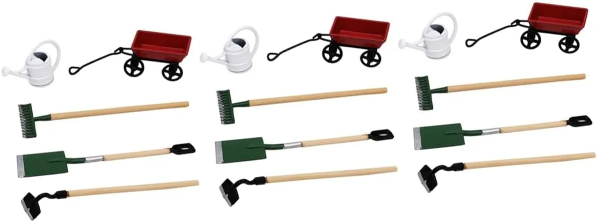 Mikikit 5 Sets Mini House Garden Accessory Miniature Gardening Tool Decor for Fun to Enhance Imagination Creativity for Dollhouses Fairy Garden Scenes