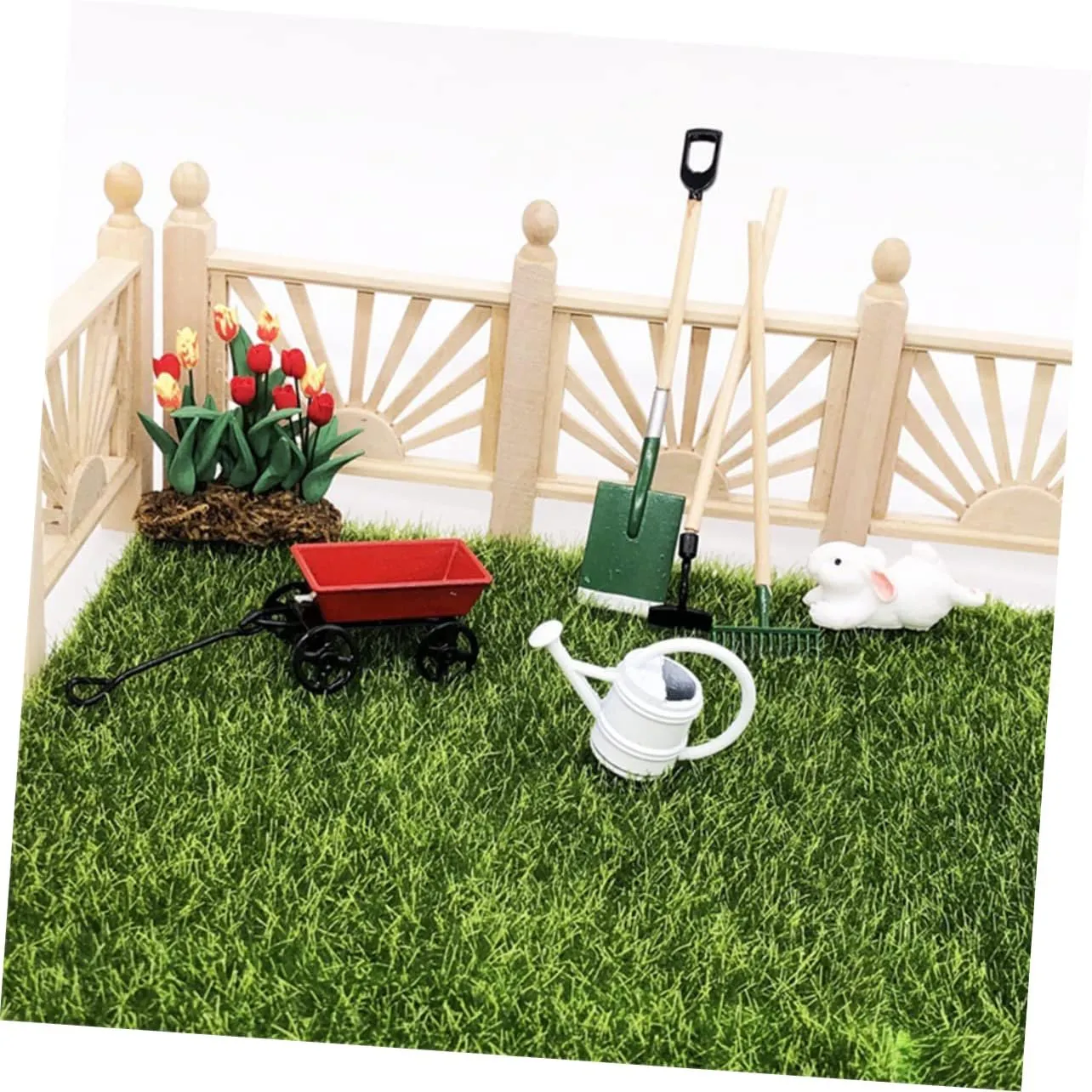 Mikikit 5 Sets Mini House Garden Accessory Miniature Gardening Tool Decor for Fun to Enhance Imagination Creativity for Dollhouses Fairy Garden Scenes
