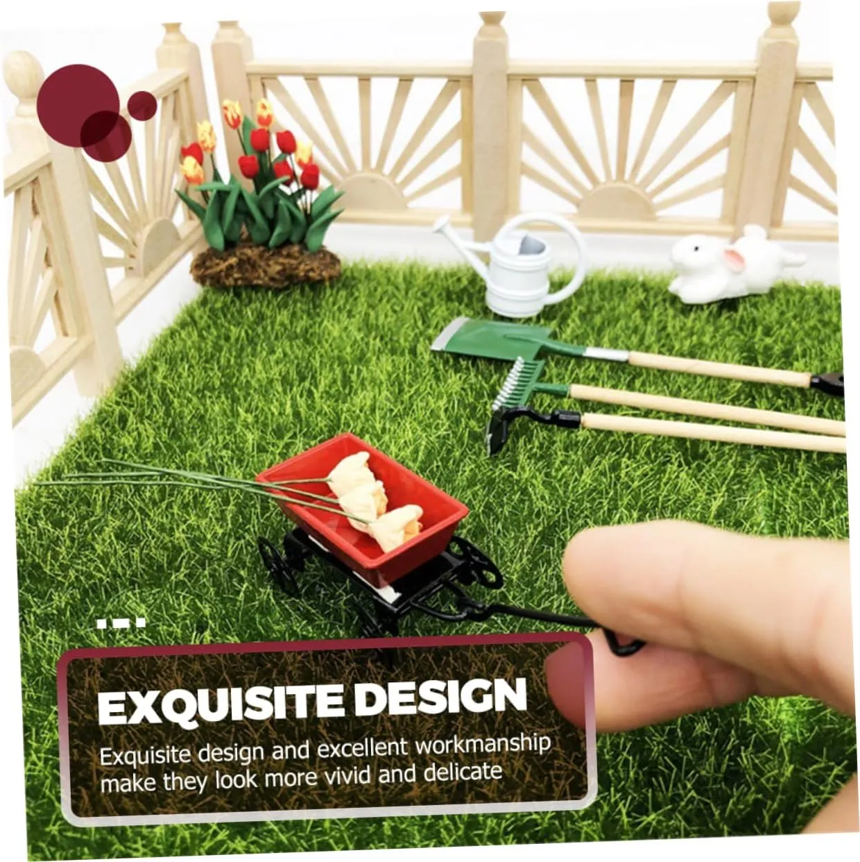 Mikikit 5 Sets Mini House Garden Accessory Miniature Gardening Tool Decor for Fun to Enhance Imagination Creativity for Dollhouses Fairy Garden Scenes