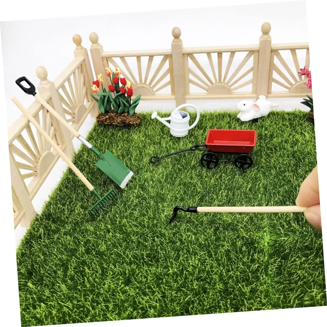 Mikikit 5 Sets Mini House Garden Accessory Miniature Gardening Tool Decor for Fun to Enhance Imagination Creativity for Dollhouses Fairy Garden Scenes