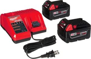 Milwaukee 48-59-1850 M18 RED LITHIUM XC 5.0 Ah Batteries (2)   48-59-1812 M12 and M18 Multi Voltage Charger kit