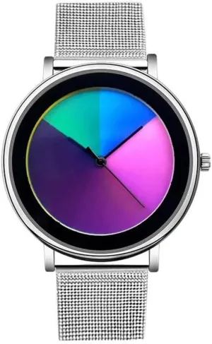 MINILUJIA Women Watches Ultrathin Minimalist Waterproof Fashion Wrist Watch for Lady or Men Unisex Dress with Stainless Steel Mesh Band Dial Casual Fashion Watches Color Change by Time