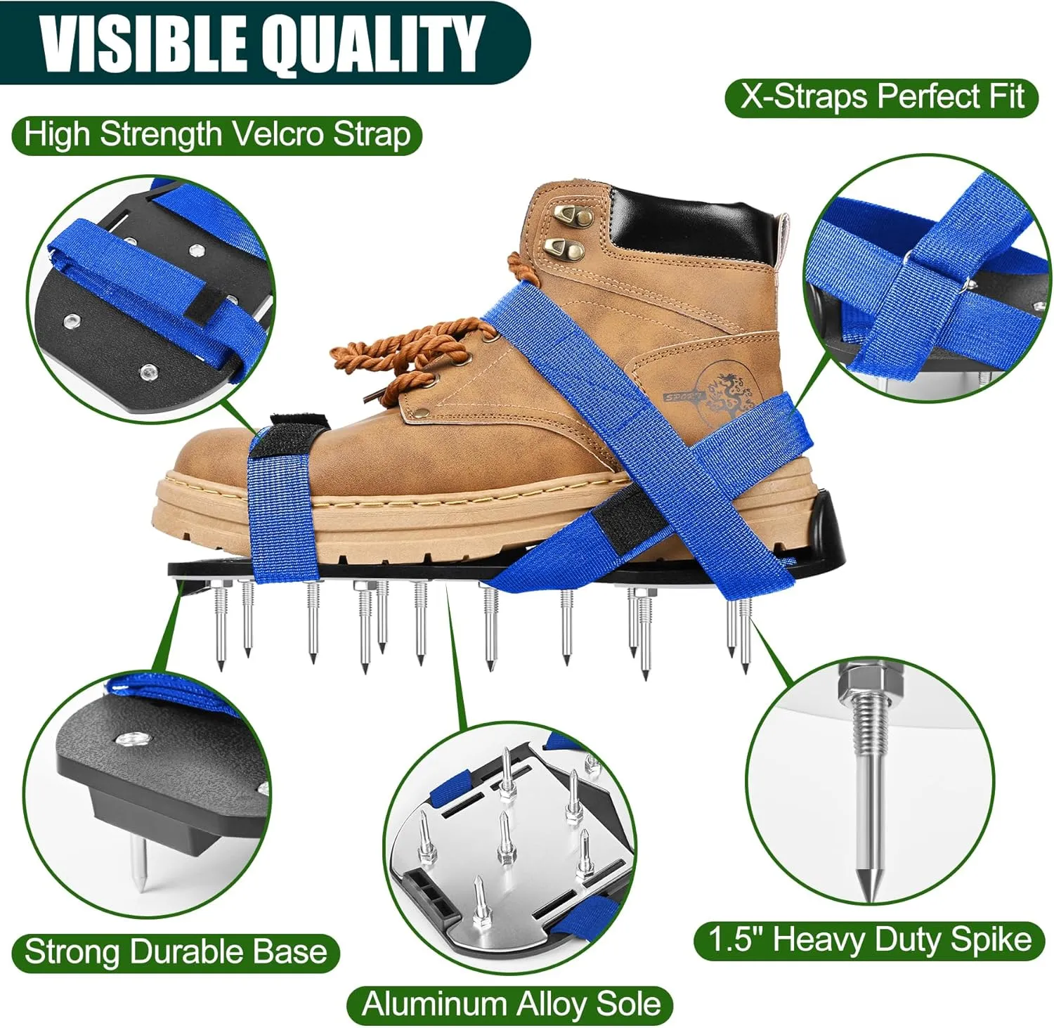 Miuwauer Lawn Aerator Shoes (Upgrade Version (Aluminum Alloy Sole), Black-Blue)