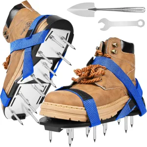 Miuwauer Lawn Aerator Shoes (Upgrade Version (Aluminum Alloy Sole), Black-Blue)