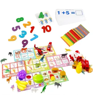 Montessori Sorting & Counting Toys for Toddlers 3-6 Years, Educational Dinosaur, Animal, Fruit Matching Games with Number Cards STEM Learning Gift for Preschool Kids(7 Categories   Storage Bag)