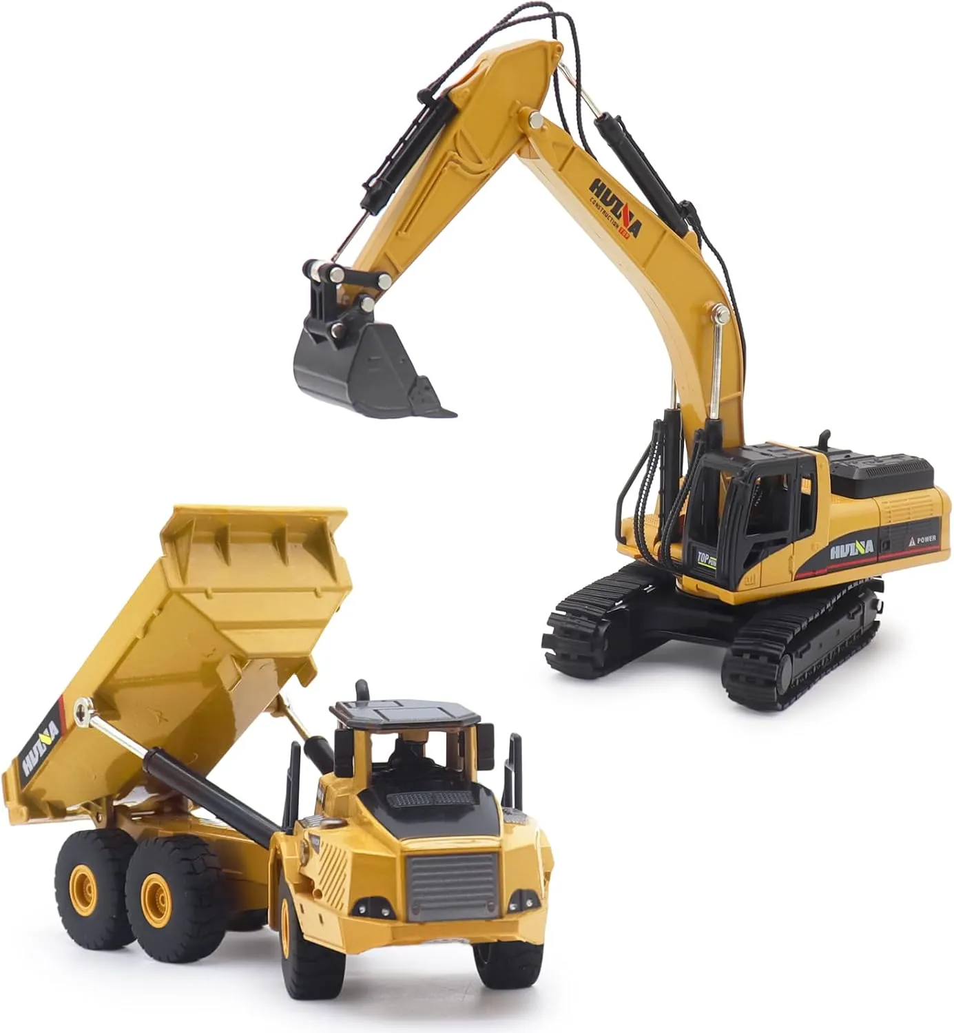 Mostop Construction Vehicle Toys Excavator & Dump Truck Toy Set 2 Excavator Toys for Kids, 1/50 Scale Excavator Digger, Dump Truck Engineering Construction Trucks Outdoor Sandbox Car Toy