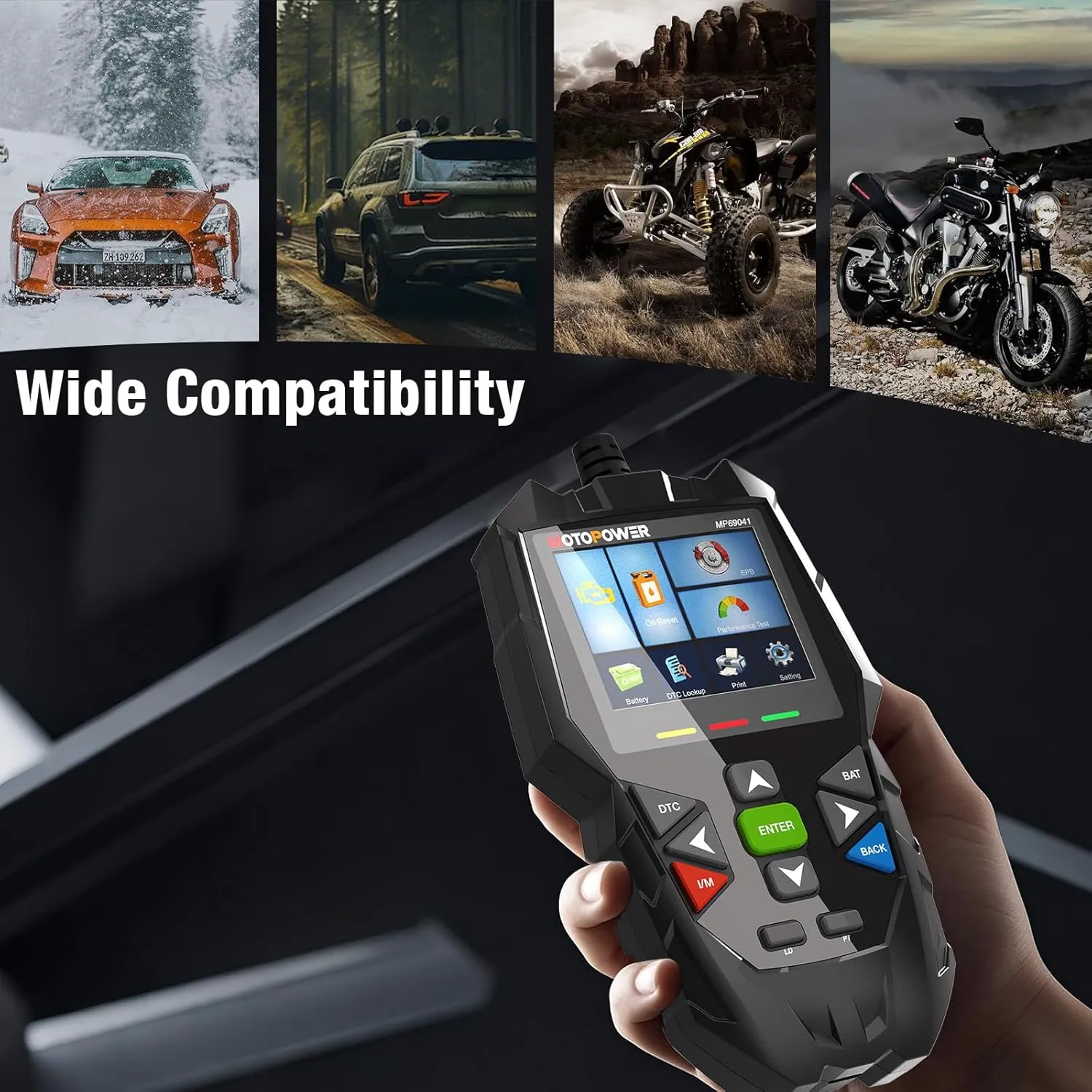MOTOPOWER MP69041 OBD2 Code Reader Scanner Tool Oil Maintenance Reset, EPB Reset, Performance Test, Live Data, Pro-Level Design & Lifetime Updates (Professional Diagnostic Tool, Large)