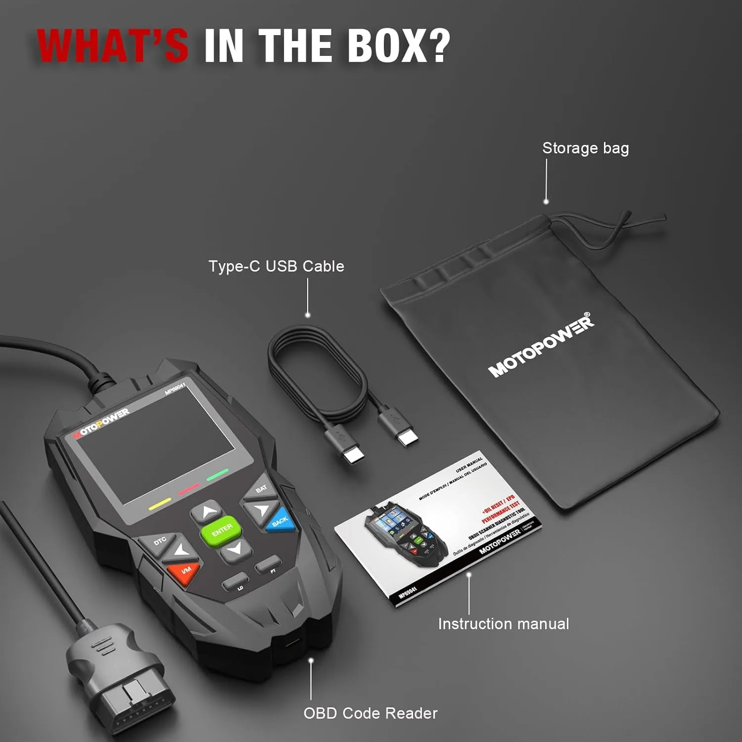 MOTOPOWER MP69041 OBD2 Code Reader Scanner Tool Oil Maintenance Reset, EPB Reset, Performance Test, Live Data, Pro-Level Design & Lifetime Updates (Professional Diagnostic Tool, Large)