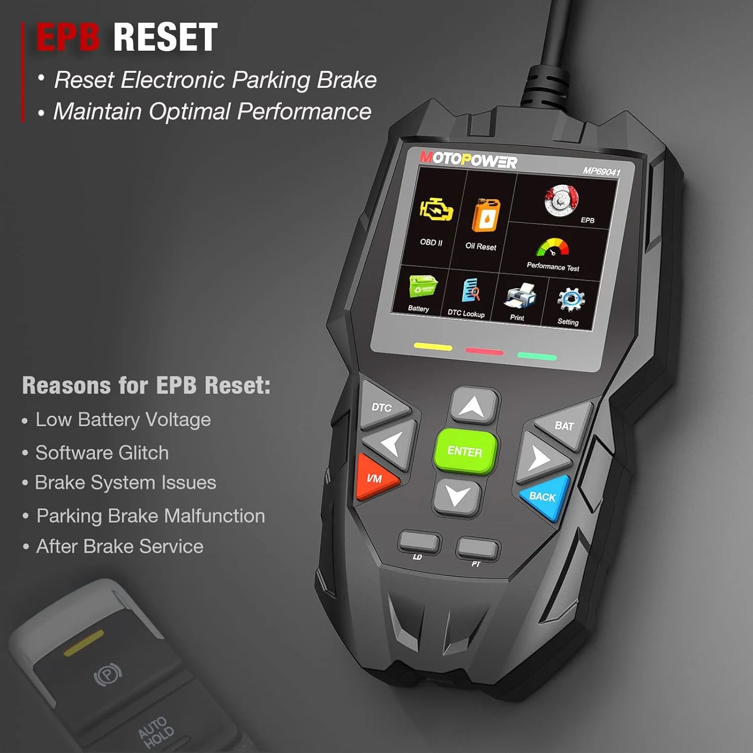 MOTOPOWER MP69041 OBD2 Code Reader Scanner Tool Oil Maintenance Reset, EPB Reset, Performance Test, Live Data, Pro-Level Design & Lifetime Updates (Professional Diagnostic Tool, Large)
