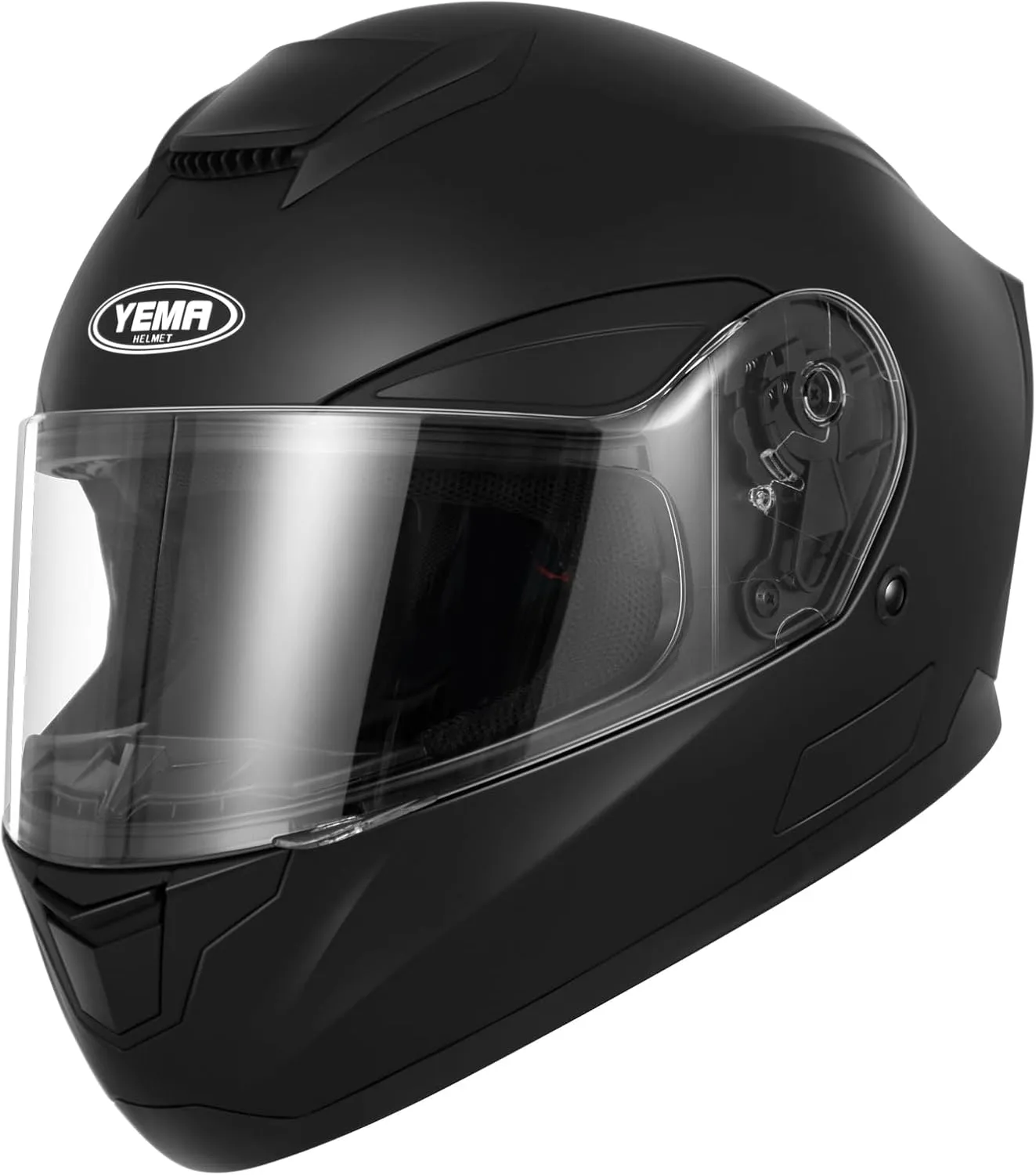 Motorcycle Full Face Helmet DOT Approved - YEMA YM-831 Motorbike Moped Street Bike Racing Crash Helmet with Sun Visor for Adult, Men and Women - Matte Black, XL