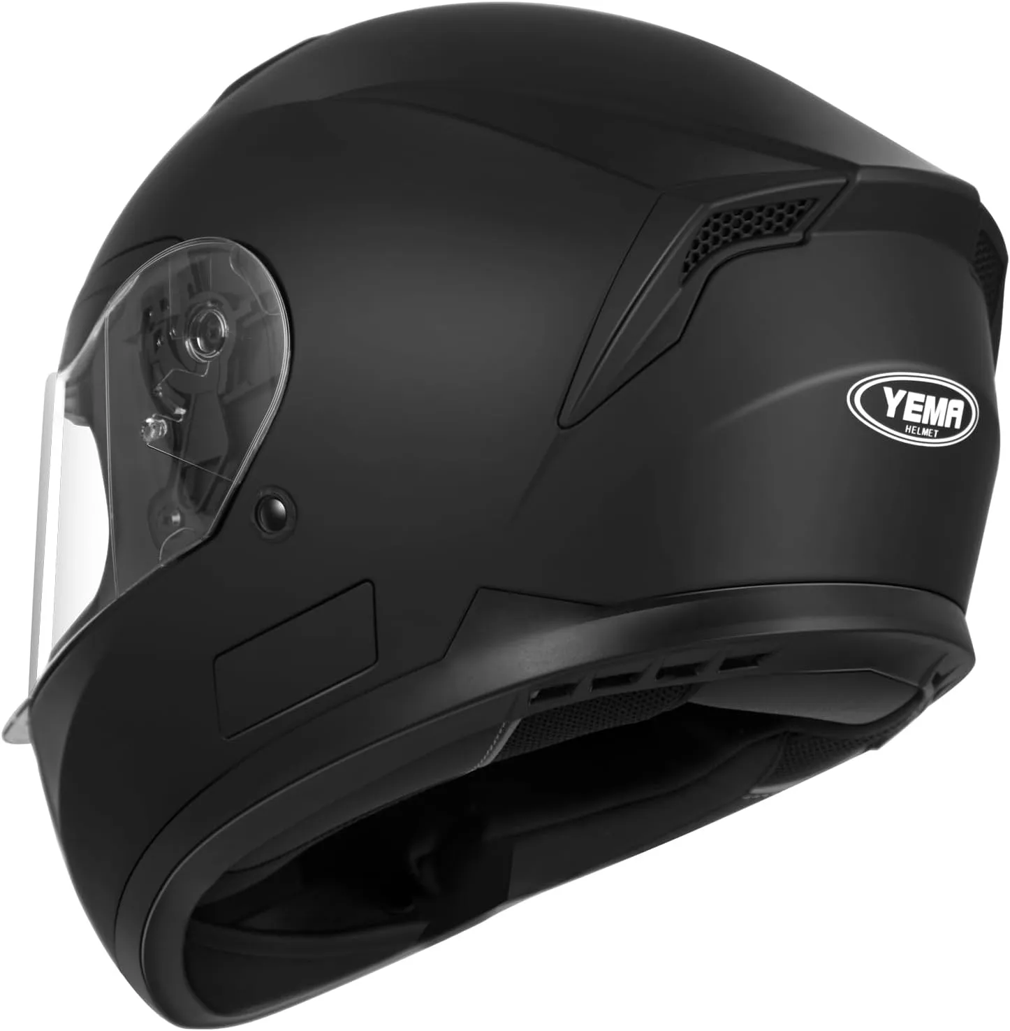 Motorcycle Full Face Helmet DOT Approved - YEMA YM-831 Motorbike Moped Street Bike Racing Crash Helmet with Sun Visor for Adult, Men and Women - Matte Black, XL