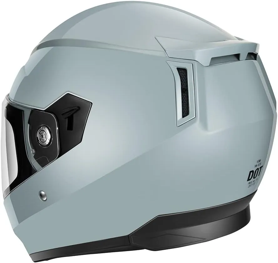 Motorcycle Full Face Helmet - YEMA Helmet YM-838 Motorbike DOT Approved Racing Helmet with Sun Visor for Adult, Men and Women - Grey,XXL